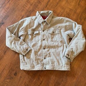 VTG Quiksilver Quikjean Jacket Mens XL Corduroy Beige Lined Skate Surf 90s Y2K